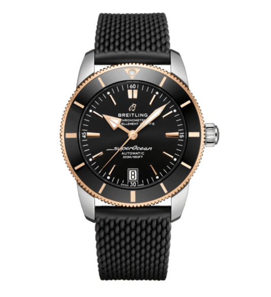 Breitling Superocean Heritage II B20 42mm Black Dial Black Mesh Bracelet Mens Watch - UB2010121B1S1