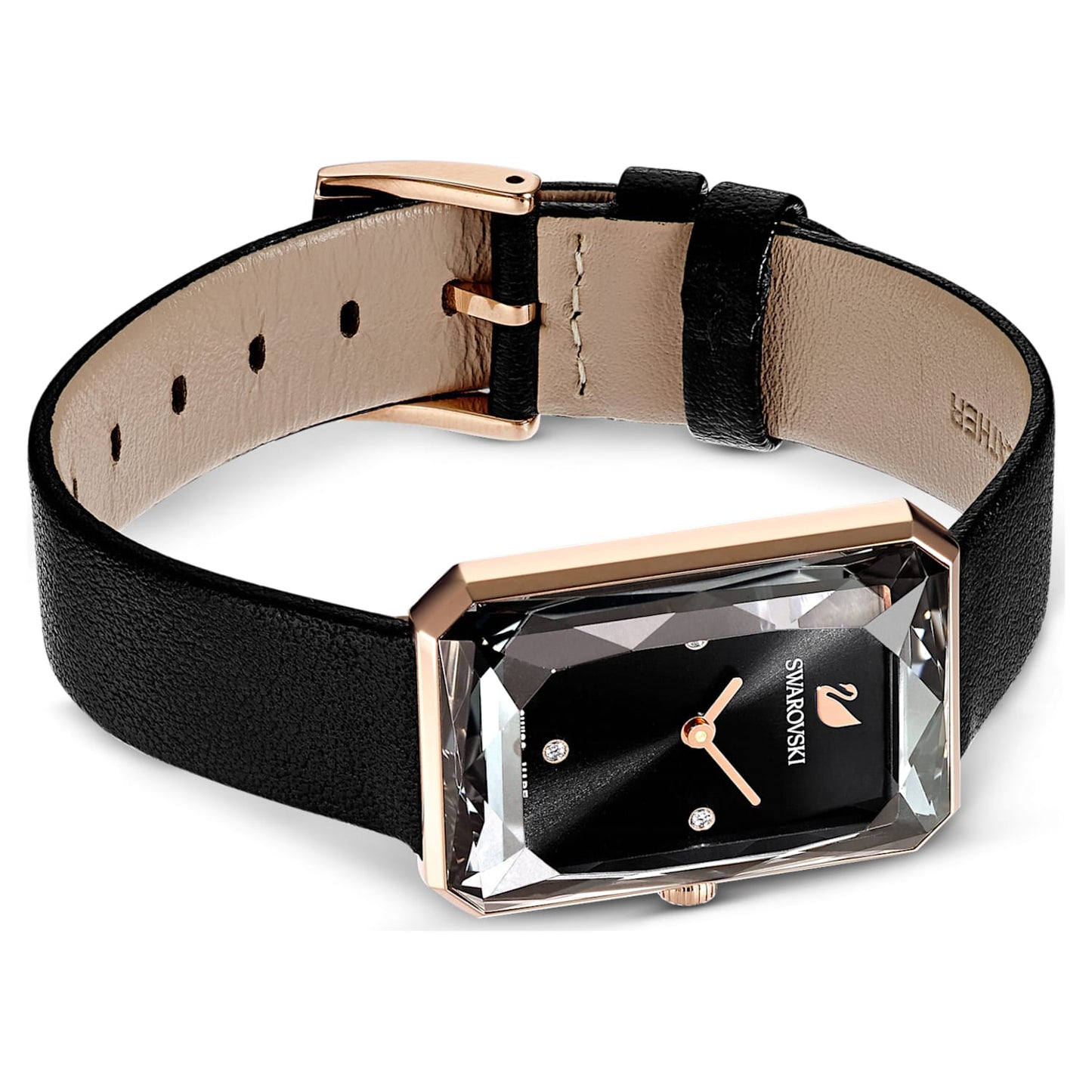 Swarovski Uptown Black Dial Black Leather Strap Watch for Women - 5547710