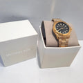 Michael Kors Everest Three-Hand Black Dial Gold Steel Strap Watch For Men - MK9078