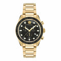 Versace Greca Dome Chronograph Black Dial Gold Steel Strap Watch for Men - VE6K00523