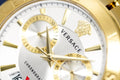 Versace V Racer Chronograph White Dial Gold Steel Strap Watch for Men - VBR060017