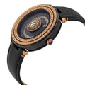 Versace V-Metal Icon Black Dial Black Leather Strap Watch For Men - VQL030015
