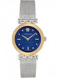 Versace Meander Blue Dial Silver Mesh Bracelet Watch for Women - VELW00520
