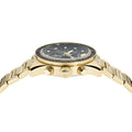 Versace Greca Dome Chronograph Black Dial Gold Steel Strap Watch for Men - VE6K00523