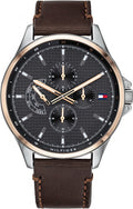 Tommy Hilfiger Shawn Multifunction Grey Dial Brown Leather Strap Watch for Men - 1791615