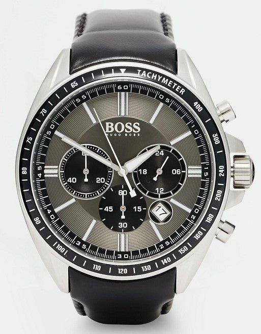 Hugo Boss Contemporary Sport Driver Black Dial Black Leather Strap Watch for Men - 1513085