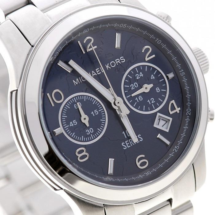 Michael Kors Hunger Stop 100 Series Navy Blue Dial Silver Steel Strap Watch for Women - MK5814