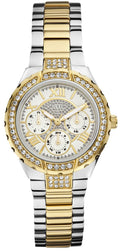 Guess Viva Diamonds Silver Dial Two Tone Steel Strap Watch for Women - W0111L5