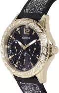 Guess Swirl Quartz Black Dial Black Silicone Strap Watch for Women - W1096L3