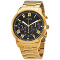 Guess Hendrix Multifunction Black Dial Gold Steel Strap Watch for Men - W1309G2