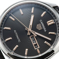 Tag Heuer Carrera Day Date Black Dial Black Leather Strap Watch for Men - WBN2013.FC6503