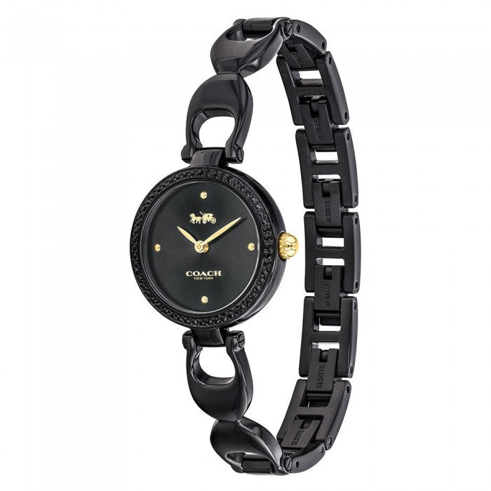 Coach Park Swarovski Crystals Black Dial Black Steel Strap Watch for Women - 14503564