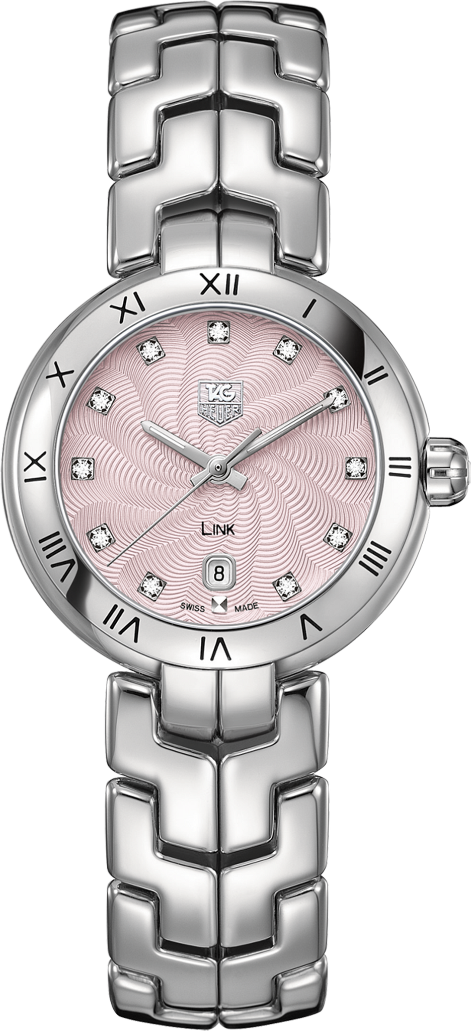 Tag Heuer Link Diamonds Pink Dial Silver Steel Strap Watch for Women - WAT1415.BA0954