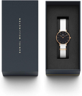 Daniel Wellington Classic Petite Dover Black Dial White NATO Strap Watch For Women - DW001000314