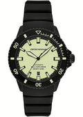 Emporio Armani Sea Explorer Automatic Yellow Dial Black Silicone Strap Watch For Men - AR60085