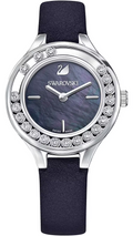 Swarovski Lovely Crystals Mother of Pearl Black Dial Black Leather Strap Watch for Women - 5242898