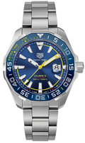 Tag Heuer Aquaracer Caliber 5 Match Timer Shinji Kagawa Edition Blue Dial Silver Steel Strap Watch for Men - WAY201H.BA0927