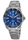 Tag Heuer Aquaracer GMT Calibre 6 Automatic Blue Dial Silver Steel Strap Watch for Men - WAY201T.BA0927