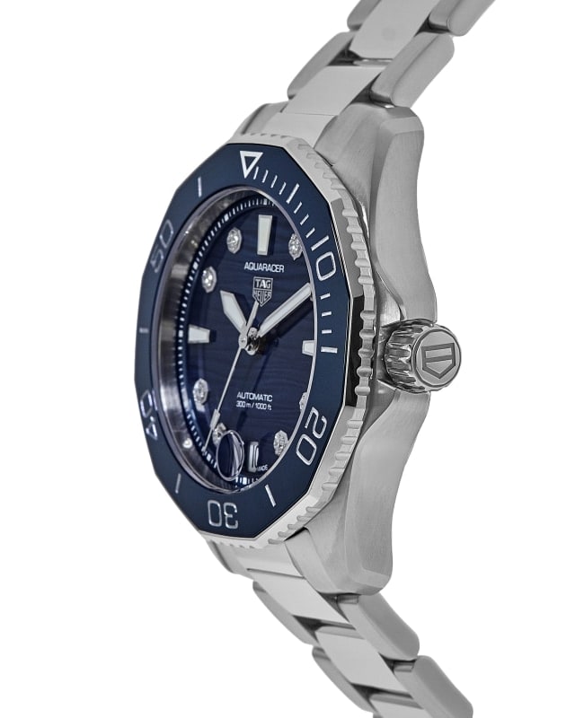 Tag Heuer Aquaracer Professional 300 Automatic Diamonds Blue Dial Silver Steel Strap Watch for Women - WBP231B.BA0618