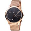 Calvin Klein Minimal Black Dial Rose Gold Mesh Bracelet Watch for Men - K3M21621