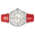 Tissot Chemin Des Tourelles Powermatic 80 Mother of Pearl White Dial Red Leather Strap Watch For Women - T099.207.16.118.00
