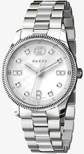 Gucci G Timeless Diamonds White Dial Silver Steel Strap Watch for Women - YA1265064