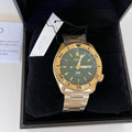 Seiko 5 Sports HUF Limited Edition Green Dial Gold Steel Strap Watch For Men - SRPJ20