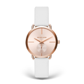 Michael Kors Portia Rose Gold Dial White Leather Strap Watch For Women - MK2660