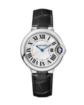 Cartier Ballon Bleu De Cartier Silver Dial Black Leather Strap Watch for Women - WSBB0028