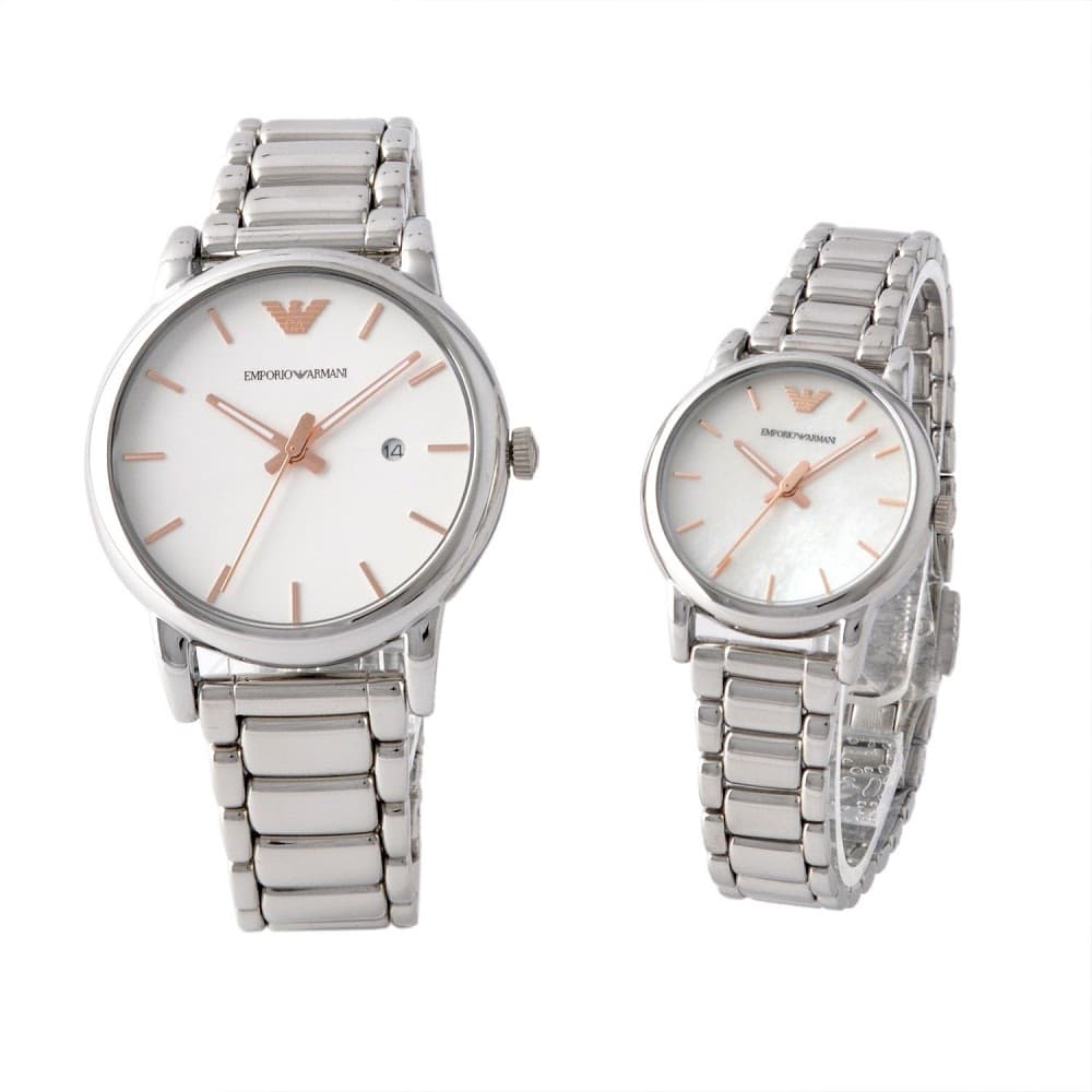 Emporio Armani Quartz White Dial Silver Steel Strap Watch For Men - AR90000