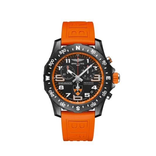 Breitling Endurance Pro Princeton University Edition Black Dial Orange Rubber Strap Watch for Men - X823104C1B1S1