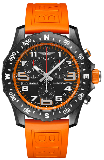 Breitling Endurance Pro Black Dial Orange Rubber Strap Watch for Men - X82310A51B1S1