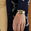Gucci G Timeless Quartz Gold Dial Silver Steel Strap Watch for Women - YA1265035