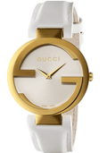 Gucci G Interlocking White Dial White Leather Strap Watch For Women - YA133327