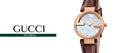 Gucci G Interlocking Mother of Pearl Dial Brown Leather Strap Watch For Women - YA133516