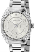 Gucci GG2570 Diamonds Silver Dial Silver Steel Strap Watch For Women - YA142505