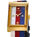 Gucci G-Frame Mother of Pearl Dial White Blue Red Nylon Strap Watch For Women - YA147405