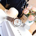 Gucci Diamantissima Quartz Diamonds Mother of Pearl Dial Silver Mesh Bracelet Watch for Women - YA141504