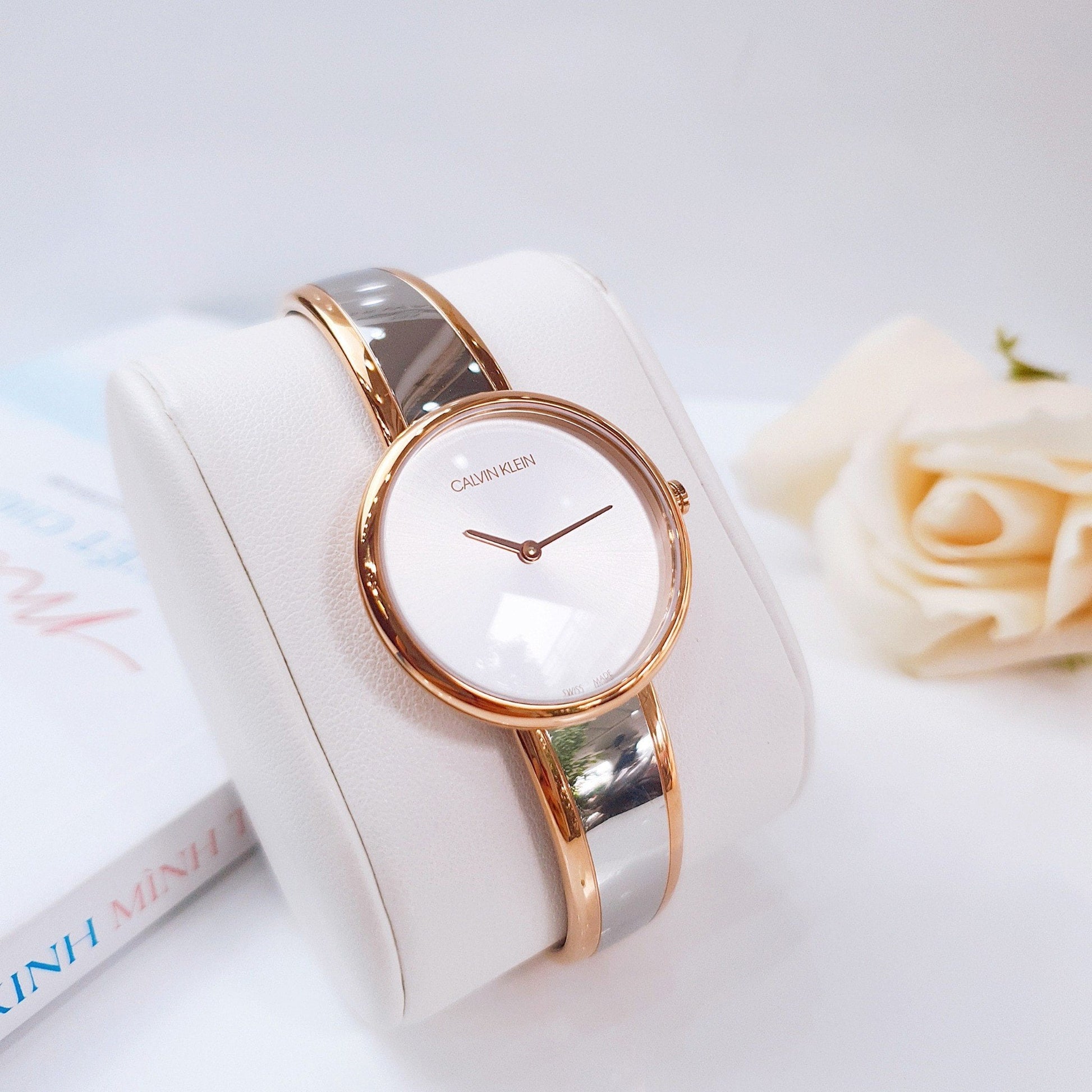 Calvin Klein Seduce Silver Dial Two Tone Steel Strap Watch for Women - K4E2N61Y