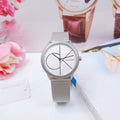 Calvin Klein Minimal White Dial Silver Mesh Bracelet Watch for Women - K3M5215X