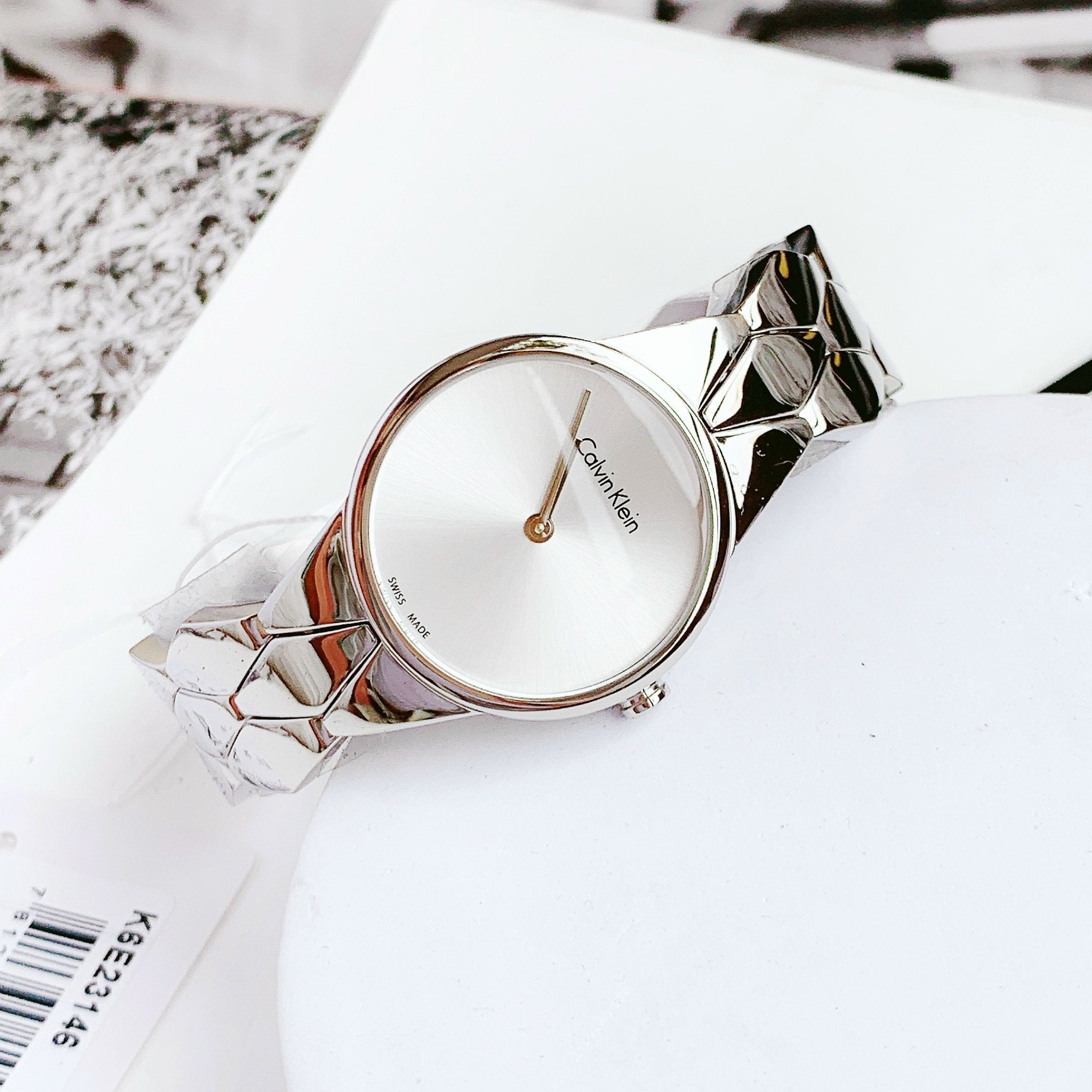 Calvin Klein Snake Silver Dial Silver Steel Strap Watch For Women - K6E23146