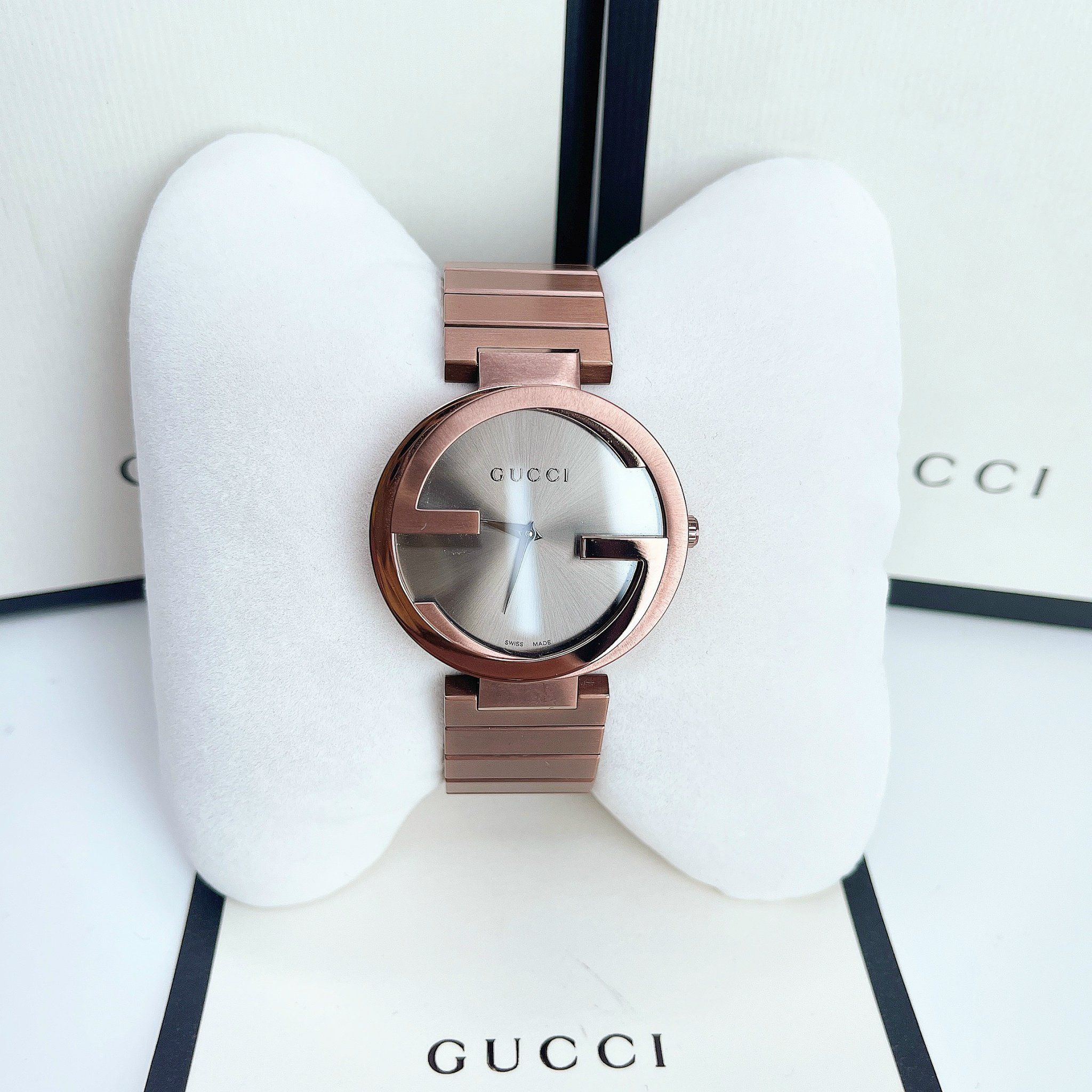 Gucci Interlocking G Quartz Brown Dial Brown Steel Strap Watch for Women -  YA133317