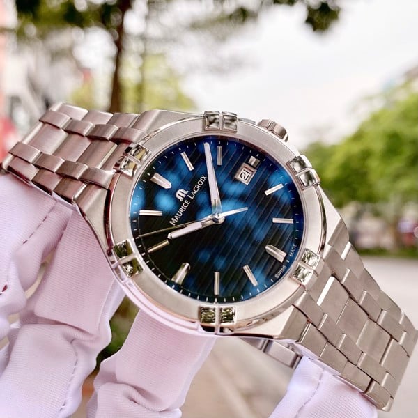 Maurice Lacroix Aikon Venturer Black Dial Silver Steel Strap Watch for Men - AI1008-SS002-331-1