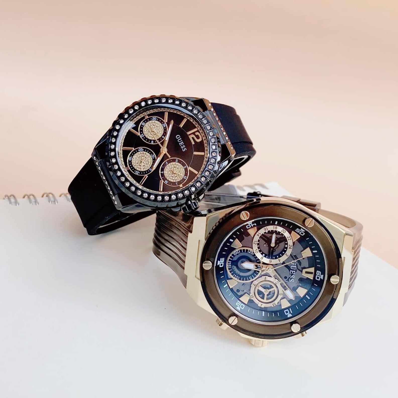 Guess Poseidon Chronograph Black Dial Black Silicone Strap Watch For Men - GW0425G1