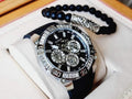 Guess Trophy Multifunction Black Dial Black Rubber Strap Watch for Men - GW0333G1