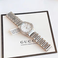 Gucci G Timeless Diamonds Mother of Pearl Dial Silver Steel Strap Watch For Women - YA126506