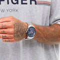 Tommy Hilfiger Austin Blue Dial Silver Steel Strap Watch for Men - 1791640
