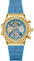 Guess Fusion Chronograph Blue Dial Blue Leather Strap Watch For Women - GW0553L3
