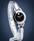 Movado Rondiro 22mm Black Dial Silver Steel Strap Watch For Women - 0606796