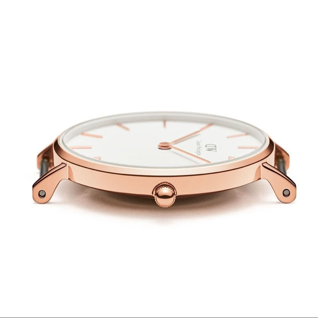 Daniel Wellington Petite Reading White Dial Black Leather Strap Watch For Women - DW00100173